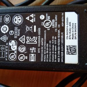 DELL Laptop Charger (origional) - Small PIN 65W.